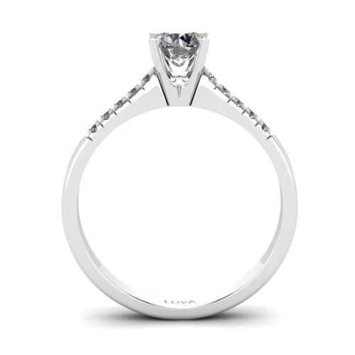 Biały pierścionek z certyfikowanym diamentem 0,50 ct, małe diamenty w szynie, Luva