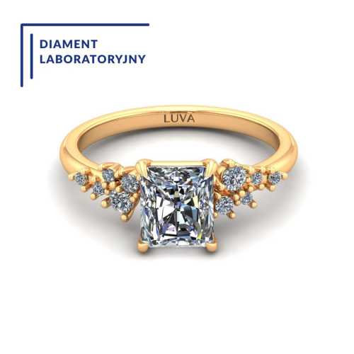 Pierścionek z żółtego złota z diamentami laboratoryjnymi 1 ct, elegancki i ponadczasowy