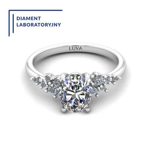 Wyjątkowy pierścionek z diamentem laboratoryjnym 1 ct w białym złocie próby 585
