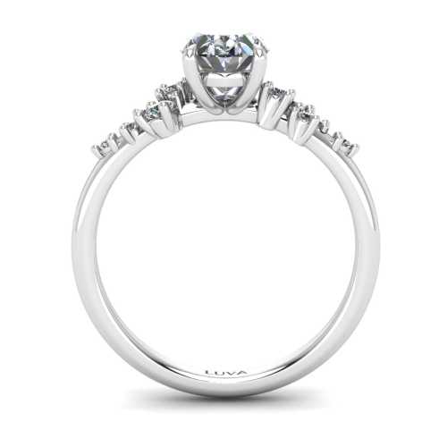 Złoty pierścionek z diamentem laboratoryjnym oraz bocznymi brylantami w białym złocie 585