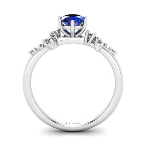 Szafir i brylanty czyli propozycja romantycznego pierścionka zaręczynowego w białym złocie rodowanym