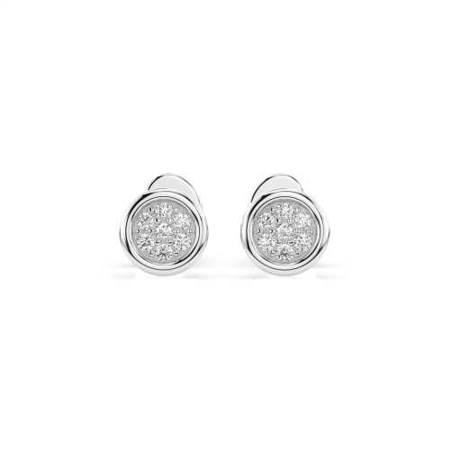 Kolczyki z białego złota 585 wkrętki okrągłe z 14 brylantami 0,08 ct