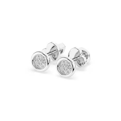 Stylowe kolczyki okrągłe z białego złote 585 z 14 brylantami 0,08 ct