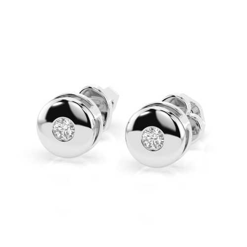 Stylowe kolczyki serce z białego złota 585 z dwoma brylantami 0,08 ct