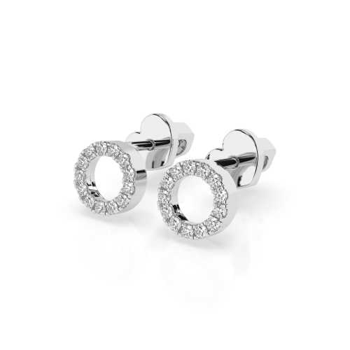Płaskie kółeczka z białego złota 585 ozdobione 26 brylantami 0,16 ct
