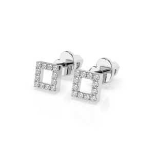 Kolczyki z zapięciem na wkrętki z białego złota K130 z brylantami 0,14 ct