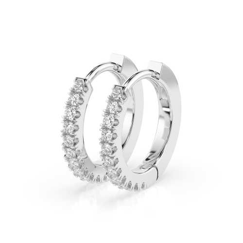 Kolczyki z białego złota 585 w kształcie kółek z brylantami 0,22 ct