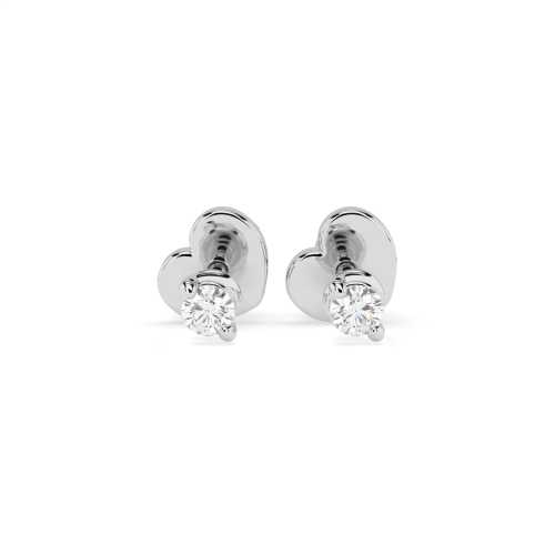 Kolczyki z białego złota 585 z brylantami 0,08ct i zapięciem w kształcie serca