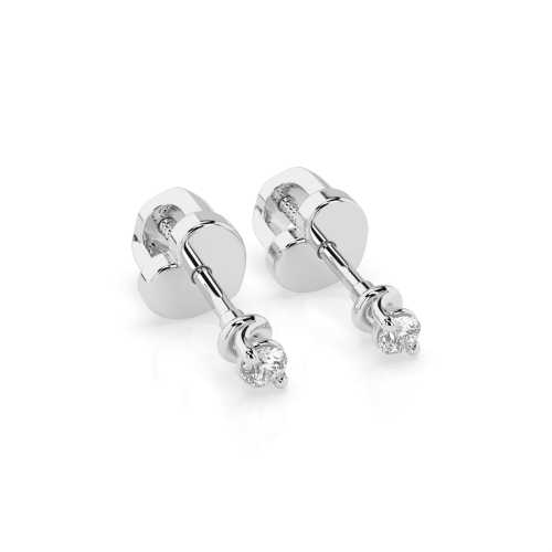 Złote kolczyki próby 585 z pojedynczymi brylantami 0,08ct,  subtelna elegancja