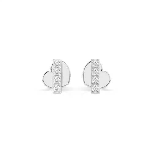 Kolczyki z białego złota 585 z brylantami 0,08 ct i zapięciem w kształcie serca