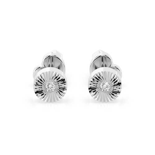 Złote kolczyki 585 okrągłe z dwoma brylantami 0,04 ct, prosty i elegancki dodatek