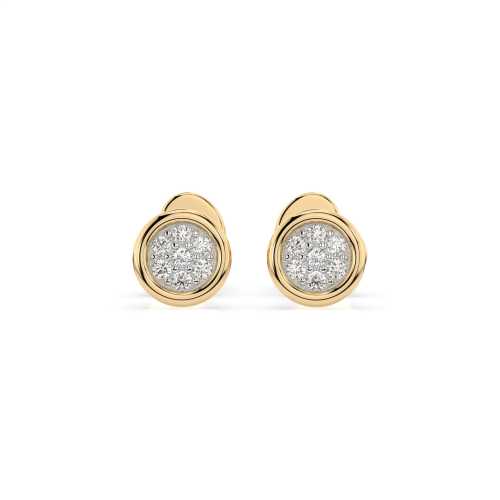 Kolczyki z żółtego złota 585 wkrętki okrągłe z 14 brylantami 0,08 ct
