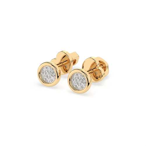 Stylowe kolczyki okrągłe z żółtego złote 585 z 14 brylantami 0,08 ct