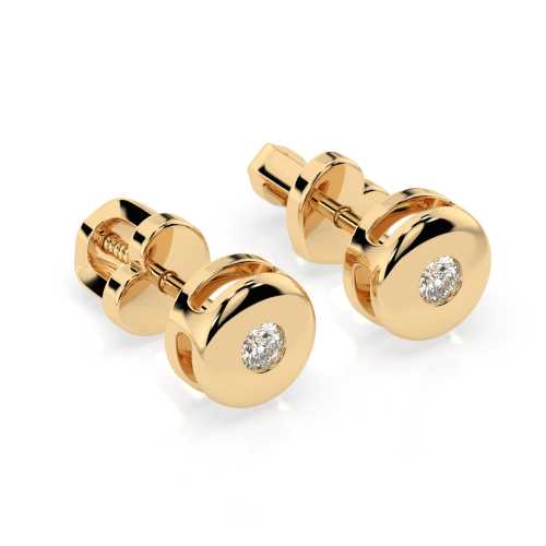 Złote kolczyki 585 z brylantami 0,08 ct, delikatna elegancja na co dzień