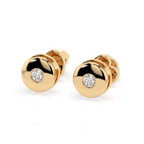 Stylowe kolczyki serce z żółtego złota 585 z dwoma brylantami 0,08 ct