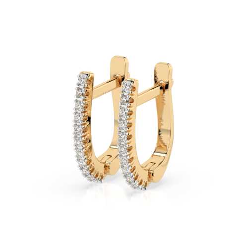 Kolczyki z żółtego złota 585, z brylantami 0,18 ct i wygodnym zapięciem angielskim