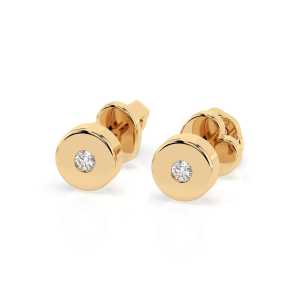 Kolczyki z zapięciem na wkrętki z żółtego złota K128 z brylantami 0,04 ct