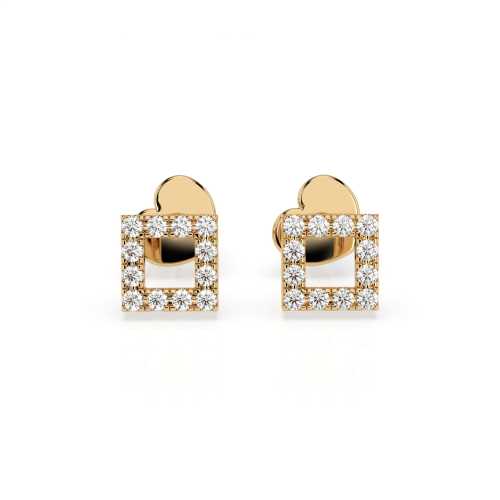 Eleganckie kolczyki z żółtego złota próby 585 ozdobione brylantami o masie 0,14 ct