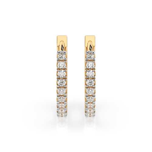 Złote kolczyki próby 585 z brylantami 0,22 ct, eleganckie małe kółka