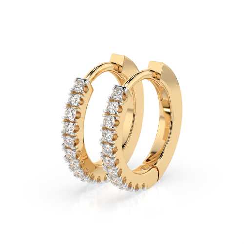 Kolczyki z żółtego złota 585 w kształcie kółek z brylantami 0,22 ct