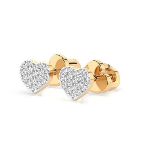 Złote kolczyki serduszka z brylantami 0,18 ct w żółtym  złocie 585