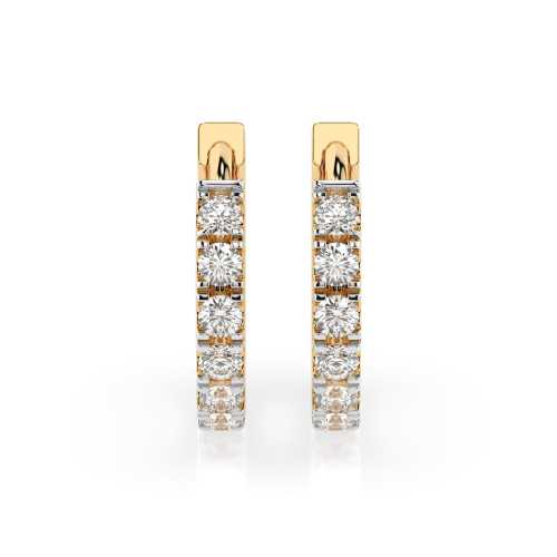 Eleganckie kolczyki kółeczka z żółtego złota z 14 brylantami 0,42 ct