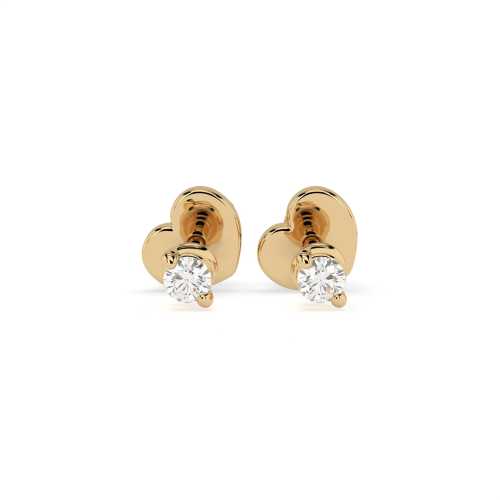 Złote kolczyki próby 585 z pojedynczymi brylantami 0,08ct,  subtelna elegancja
