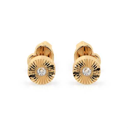 Kolczyki żółte złoto 585, okrągłe z brylantami 0,04 ct, elegancja na co dzień i od święta