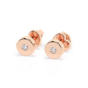 Kolczyki wkrętki z czerwonego złota K128 z brylantami 0,04ct