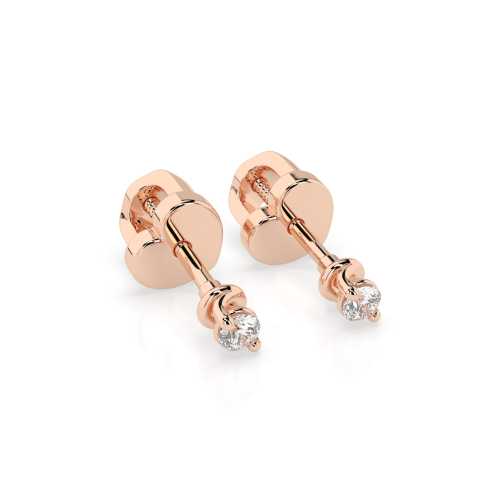 Kolczyki z czerwonego złota 585 z brylantami 0,08ct i zapięciem w kształcie serca
