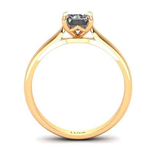 Złoty pierścionek z żółtego złota 585 z diamentem emerald 1 ct