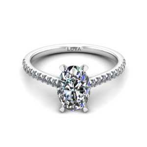 Pierścionek zaręczynowy LV28 z białego złota diament owalny 0,50 ct