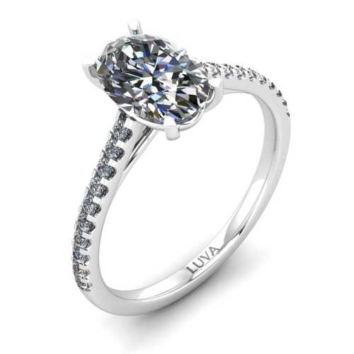 Pierścionek zaręczynowy z białego złota 585 z owalnym diamentem 0,70 ct