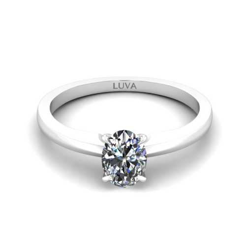 Pierścionek zaręczynowy z białego złota próby 585 z owalnym diamentem. 0,30 ct