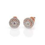 Kolczyki wkrętki z czerwonego złota K142 z diamentami 0,28ct