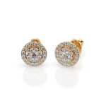 Kolczyki wkrętki z żółtego złota K142 z brylantami 0,28 ct