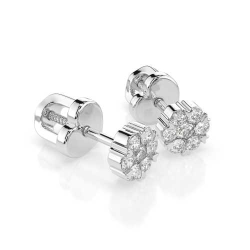 Stylowe kolczyki, białego złoto 585, okrągłe z brylantami 0,24 ct, zapięcie na wkrętki