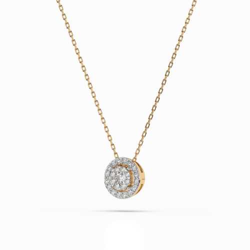 Naszyjnik z żółtego złota z kółkiem z brylantami 0,14 ct, elegancki i subtelny