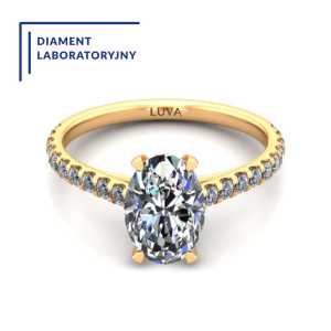 Pierścionek zaręczynowy LV29 z żółtego złota diament laboratoryjny owalny 1ct