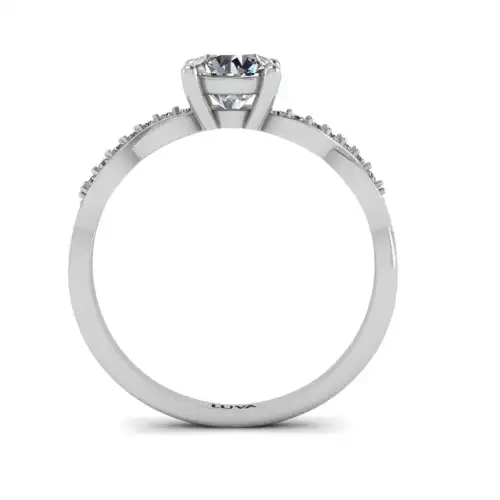 Pierścionek z plecionką i dużym brylantem centralnym, 0,50ct diament naturalny, Luva