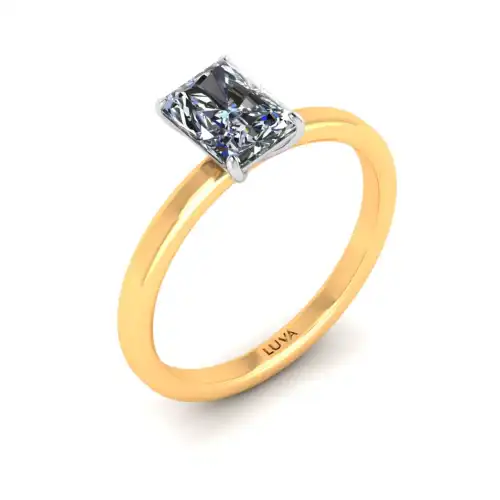 Klasyczny pierścionek z dużym diamentem w szlifie radiant o masie 1 ct, naturalny diament z certyfikatem