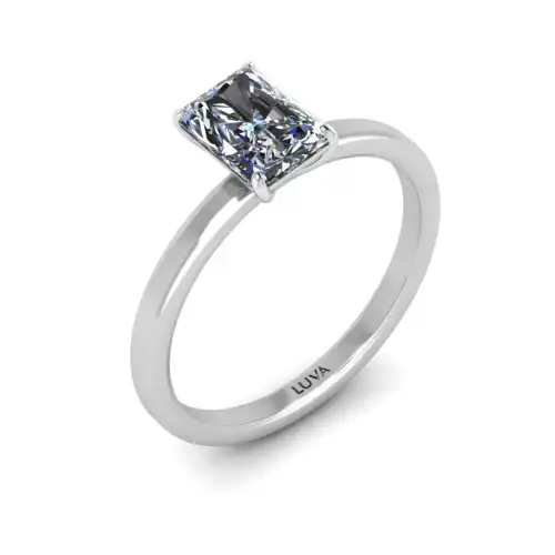 Piękny pierścionek z diamentem 1,00 ct w szlifie radiant, prostokątny kamień z certyfikatem międzynarodowym