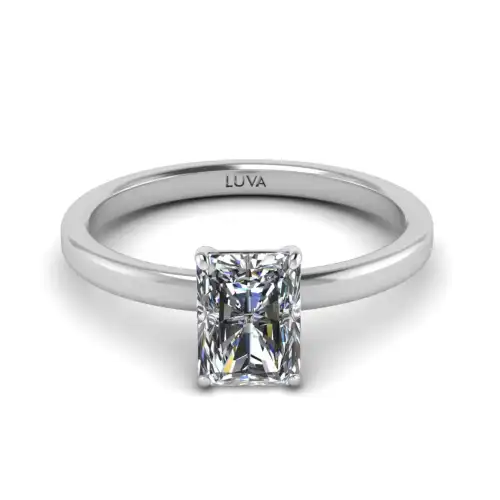Ponadczasowy pierścionek z diamentem w szlifie radiant 1,00ct, naturalny diament z certyfikatem, białe złoto