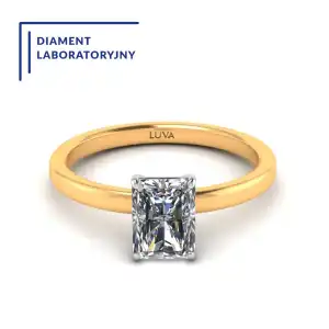 Pierścionek zaręczynowy LV31 z żółtego złota diament laboratoryjny radiant 1,00ct