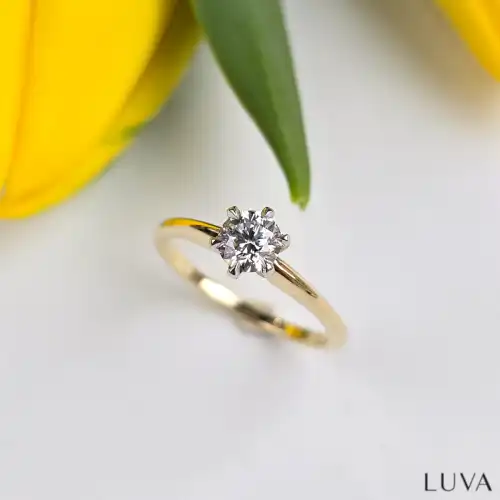 Naturalny diament w pierścionku 0,40ct, żółte złoto, pierścionek dla niej