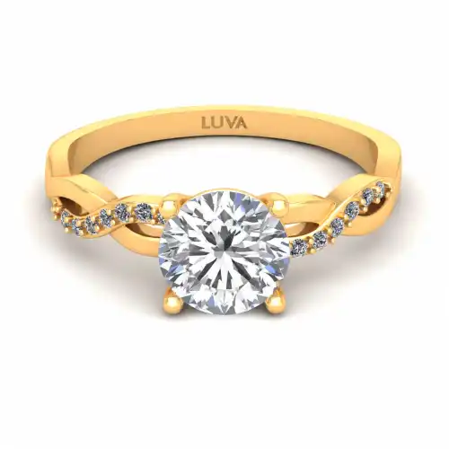 Pierścionek zaręczynowy z diamentem naturalnym 1,00ct, plecionka na szynie, żółte złoto, Luva