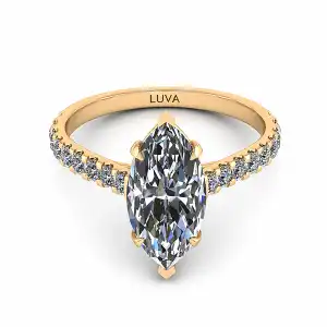 Pierścionek zaręczynowy LV34 z żółtego złota, diament markiza 1,50ct