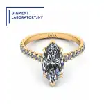 Pierścionek zaręczynowy LV34 z żółtego złota, diament markiza LAB 1,50ct