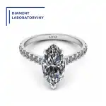Pierścionek zaręczynowy LV34 z białego złota, diament markiza LAB 1,50ct