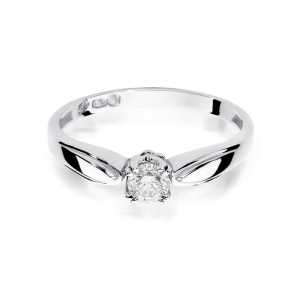 Pierścionek zaręczynowy D253 z białego złota brylant 0.24 ct
